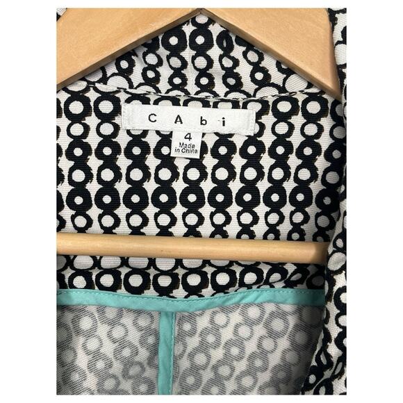 Cabi Blazer Womens 4 Black White Geometric Pockets 2 Button Du Jour Preppy 298 - Picture 3 of 11